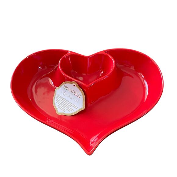 Brandani RED Heart Shaped Porcelain Appetizer Bowl 11in Valentines Day New - Picture 13 of 13